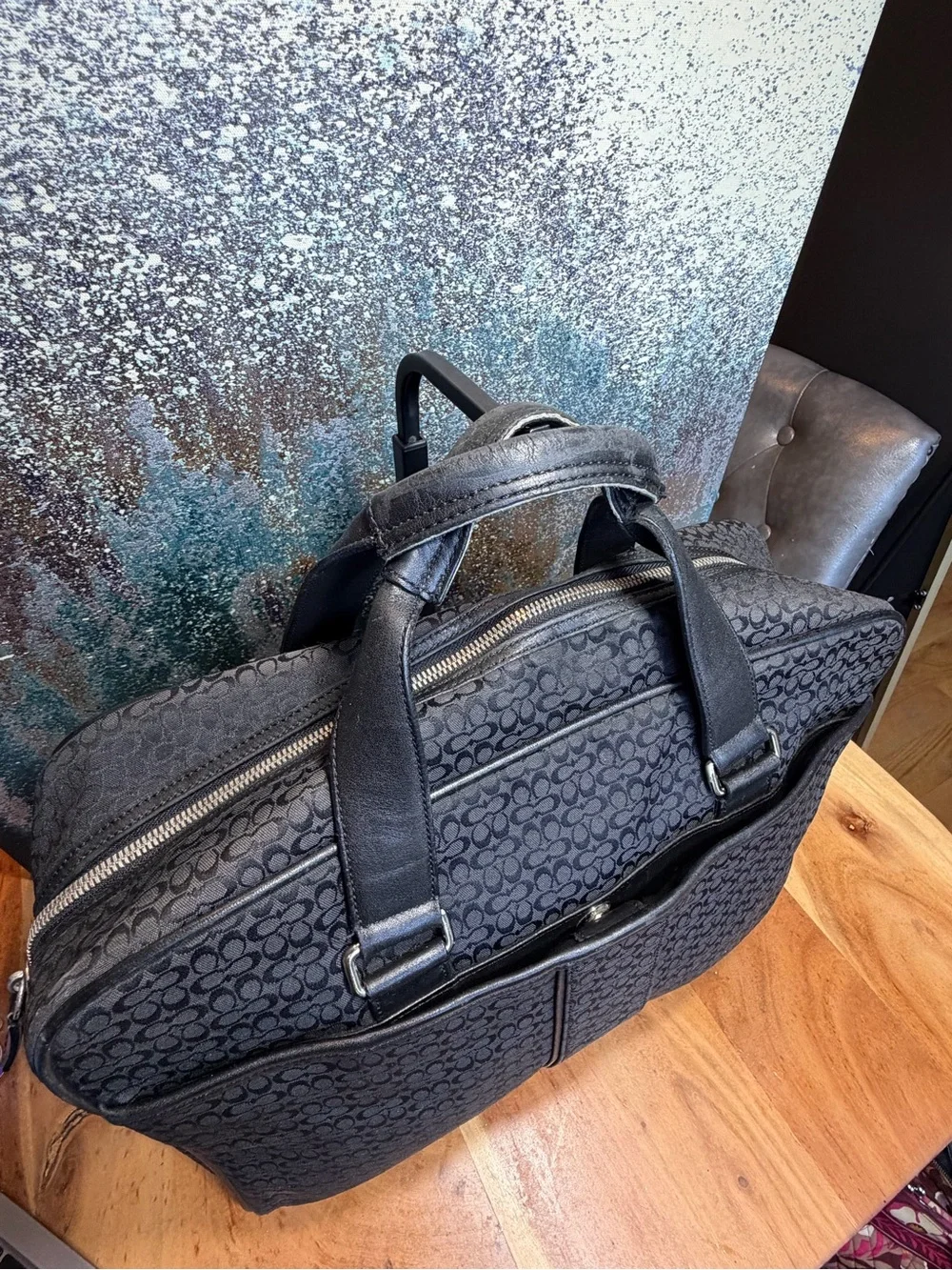 Coach Men’s Classic 2008 Micro C Hudson Briefcase Laptop Bag Black